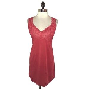 AVENUE Plus Size 3X 22W 24W Nightgown Chemise Red Sleeveless Stretch